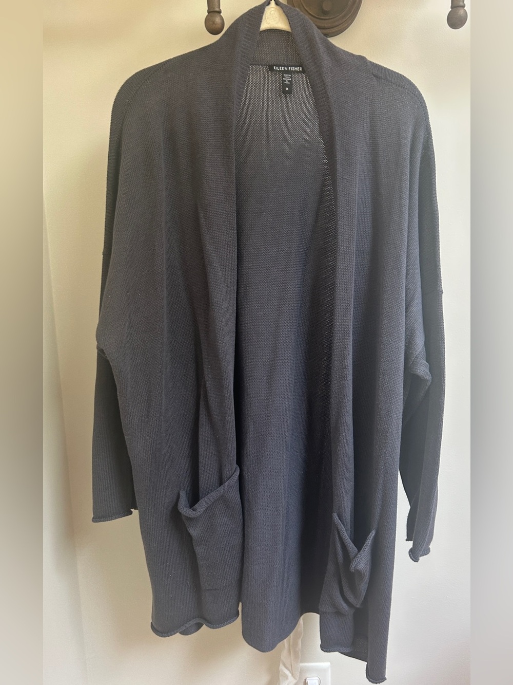 Eileen Fisher Men's Open-Front Cardigan in Charcoal